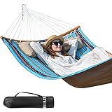 STB Double Hammock w/Foldable Bar & Detachable Pillow, Durable & Easy to Maintain Fabric,w/Convenient Carrying Bag, Curved Bar Design Ensures Comfort and Safety, All New Royal Blue