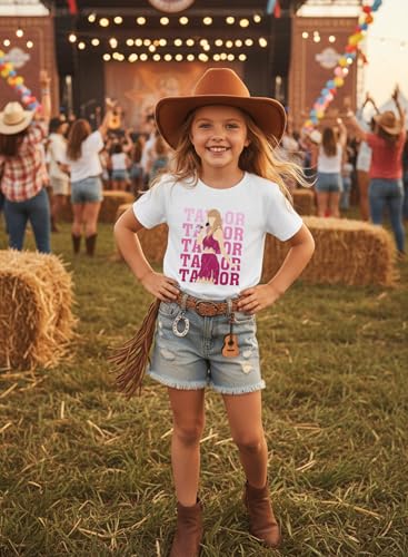 Image of Girl Country Music T-Shirt - Kids Singer Letters Graphic Birthday Shirts Gifts Fan Song Tour Concert Outfit Top