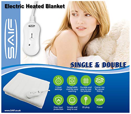 Electric Blanket Heated Under Bed Comfort Detachable Controller with 3 Heat Settings, Super Cosy Washable Fleece Heated Fleece Heated Blanket Throws Pad, Coverlet, mantle (Double120x140cm)