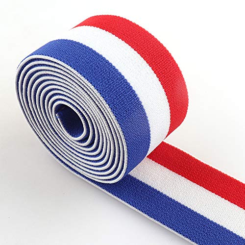 Nylon Soft Elastic Webbing by The Yard Red White Blue Striped 1.5“ Elastic Ribbon Strap Elastic Band Waistband Sewing Garment Accessories