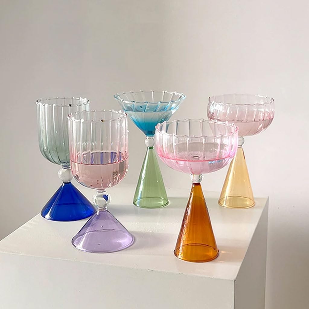 Wine Cups Irregular Cocktail Wine Glass Gradient Glass Modern Wine Gladses Wine Glasses Hand Blown Juice Cup 150ml/ 220ml/ 250ml
