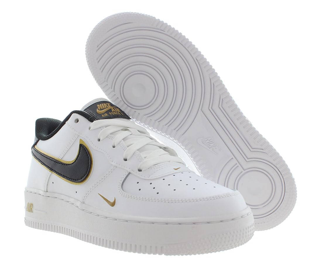 Nike Air Force 1 LV8 Big Kids' Shoes (DM3322-100, White/Metallic Gold/White/Black) Size 6