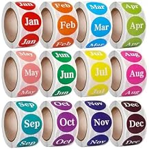 12 Rolls 6000 Labels Monthly Round Label Stickers,1 Inch Strong Adhesive, Fade-Resistant Month Stickers for Organization, Storage