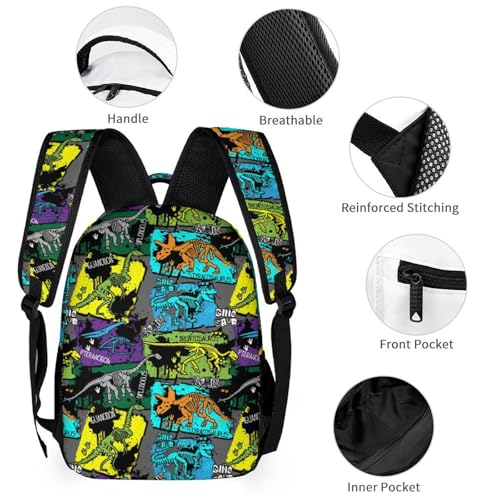 Custom 4Pcs Backpack Set with Lunch Bag Pencil Case Kids Water Bottle Add Your Name Personalized School Book Bags Customization Colorful Dinosaur Skeleton Backpack for Girls Boys3