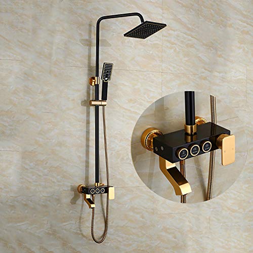 Robinet de douche haut de gamme noir et or avec mitigeur de bain en aluminium