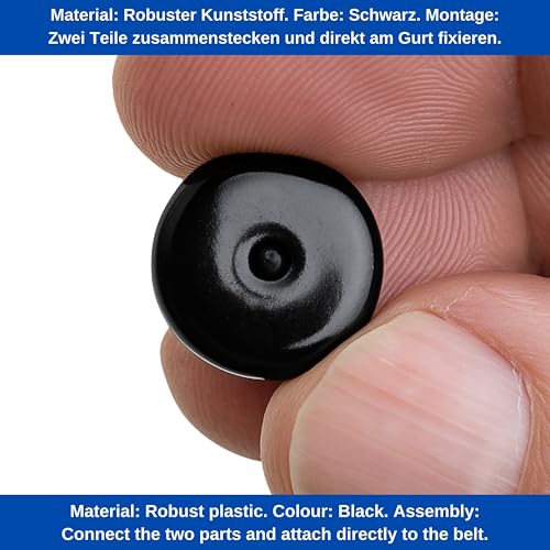 Gurt Knopf für Autogurt, 10 Paare, Hartplastik, Schwarz, für viele KFZ-Gurte, Sicherheitsgurt Rücklauf Sicherung, Sicherheitsgurt Nieten, Autogurt Niete Sitz, Autositz Gurtreparatur, Ersatzteil PKW