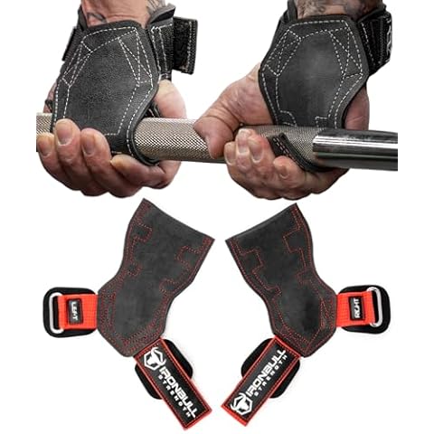 Weight Lifting Grips with Wrist Straps for Weightlifting - Lifting Straps Hooks Wrist Support - Workout Gloves, Wrist Wraps for Weightlifting, Gym Straps, Deadlift Straps (Large, Black/Red) Cover