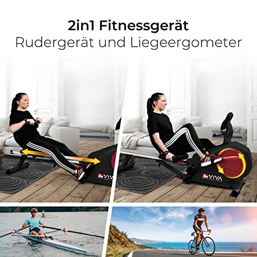 AsVIVA RA6 2in1 Rudergerät & Liegeergometer I Rudermaschine mit integrierten Handpulssensoren & Magnetbremssystem I… – Bild 3