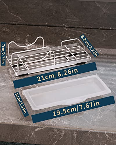 Consumest Sink Caddy With M-Shaped Sponge Holder, 304 Stainless Steel Sponge Caddy For Kitchen Sink Multifunctional Kitchen Sponge Holder With Detachable Drip Tray For Kitchen Storage, Silver #TOP6