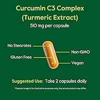 Vista 6 de BESTVITE Curcumina de 510 mg (cúrcuma) (120 cápsulas vegetarianas) con complejo de curcumina C3 y bioperina - estandarizado al 95% de curcuminoides