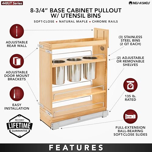 Image of Rev-A-Shelf Pullout Organizer w /Soft-Close, Min Cabinet Opening 8.5 inch W