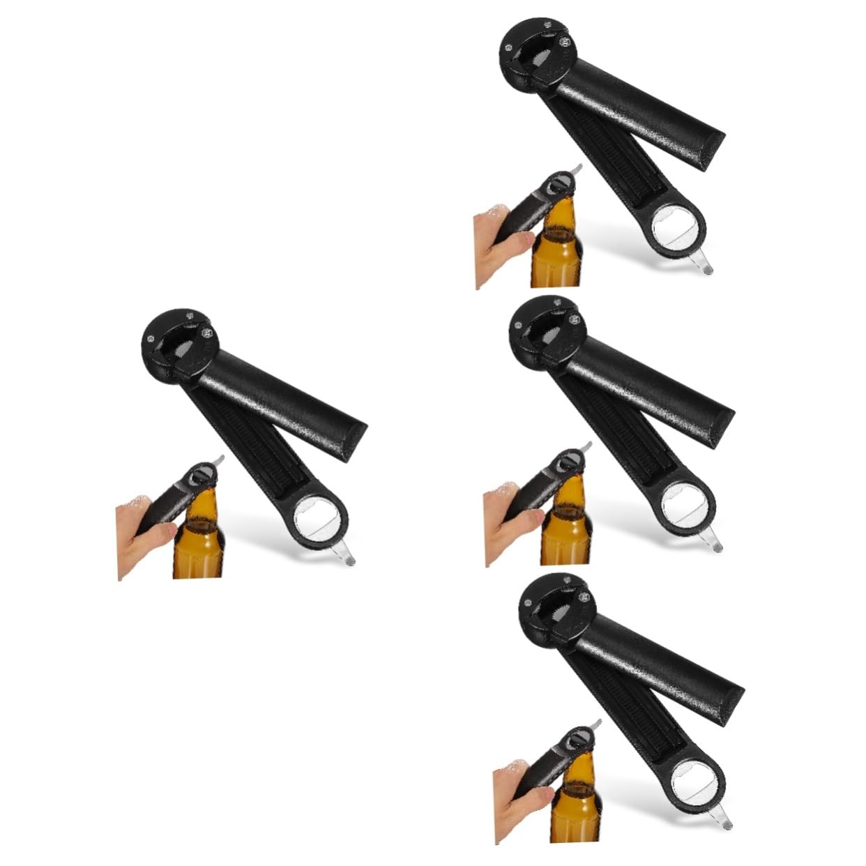 OUNONA 4 Piezas Abrelatas Negro Abridor De Tapa Abridor De Botellas Abridor De Agarre Para Tarros Bebida Abrel De Jarra Abrebotellas Abierto Manual Apertura Acero Inoxidable 201 Black
