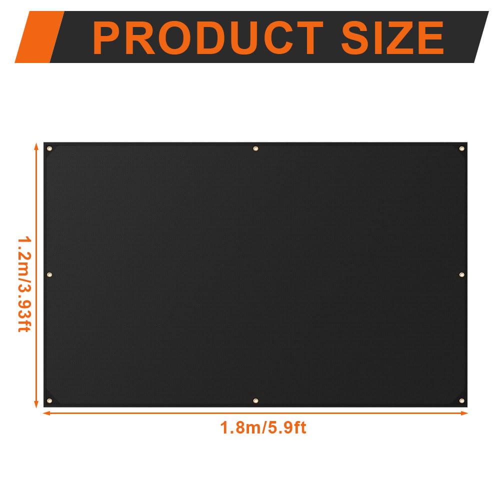 Manta Ignifuga Soldadura, 1.2m x 1.8m Manta de Protección de Soldadura con Ojales, hasta 550℃ - 1000℃, Manta Ignifuga contra Incendios, para Uso Industrial y Doméstico(Engrosado, Negro)