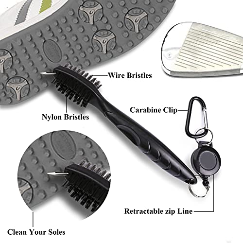 Vividly Microfiber Waffle Pattern Tri-Fold Golf Towel (16" X 24")| Golf Club Brush| Golf Divot Tool| Black Golf Towel Set| Suitable For Golf Lovers| Golf Accessories For Men #TOP4