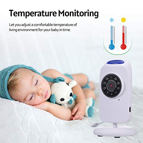 Kiboule Monitor de bebê de áudio sem fio Monitor de bebê de vídeo digital TFT colorido de 2,4 polega