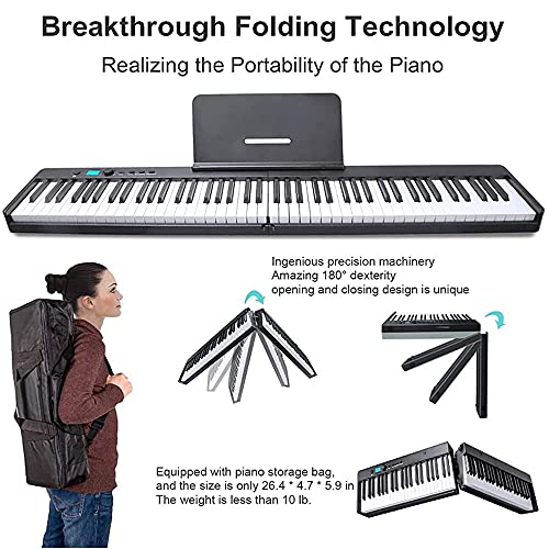Opvouwbaar digitaal pianotoetsenbord met 88 toetsen, semi-gewogen toetsen, draagbare elektronische piano sustainpedaal… - Image 7