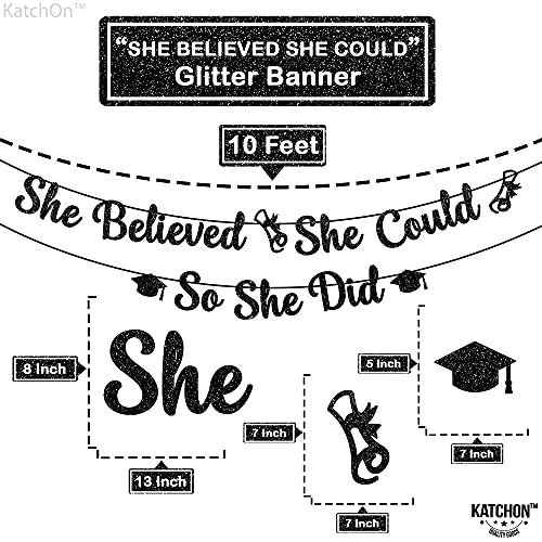 Image of KatchOn, She Believed She Could So She Did Banner - Glitter 10 Feet, No DIY | Congratulations Banner for Nursing 2026 Graduation Party Decorations | Medical School Graduation Decorations 2026