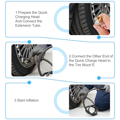 Image of Bremorou 2 Pcs Air Chuck Quick Connect Lock N Lube Air Chuck Adapter Tire with Clip Adapter Brass Locking Tire Inflator Nozzle Connect for Inflator Pressure Gauge Pump Compressor