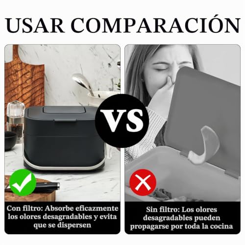Miniatura 5 de 10 Piezas Filtros Antiolor Para Cubo De Basura Filtros De Carbón Activado De Repuesto Evitar Olores Contenedores Para Hacer Compost 11.5 X 10.5 Cm