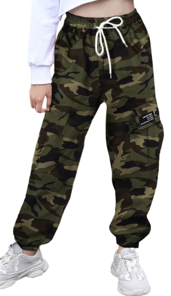 SANGTREE Girls &amp; Womens Drawstring Cargo Jogger Pants,3 Years - Women 3XL