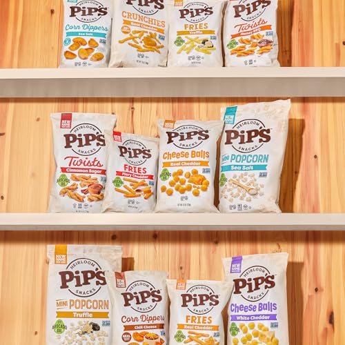 Pip’s Heirloom Cheddar Cheese Balls – 4.5 oz Bags (6 pk) – Made With Real Organic Cheddar Cheese, Heirloom Corn & Avocado Oil – Baked Not Fried – Preservative Free, Seed Oil Free, Non-GMO, Gluten Free Certified