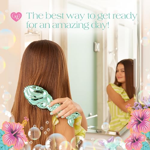 Glimmer Wish Mermaid Detangling Hair Brush for Kids - Anti Frizz and Anti Static - Soft and Long Bristles to Detangle With Ease - Gentle on Hair Kids Hair Brush by Glimmer Wish - Image 7