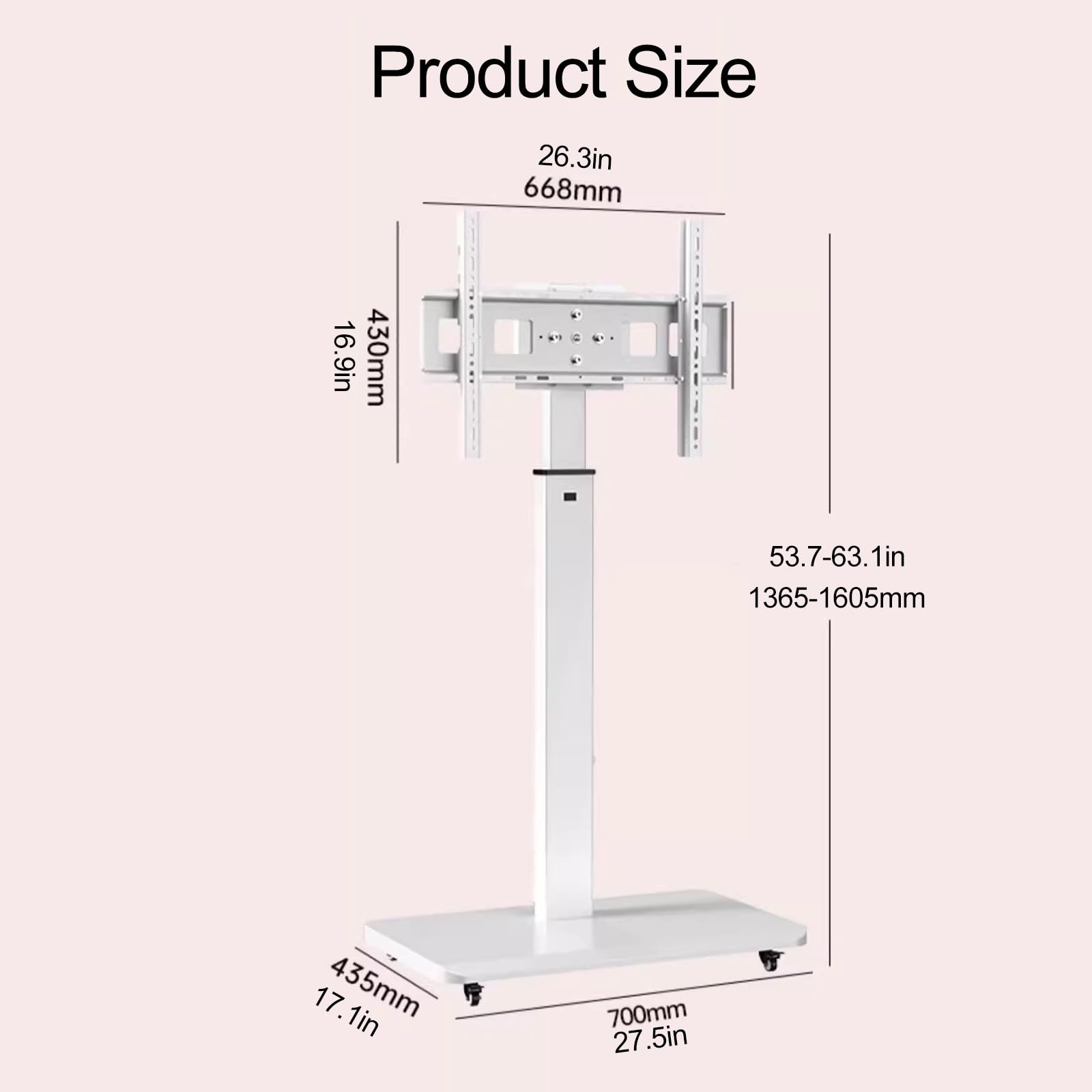TABOJS Soporte para TV de Altura Ajustable con Ruedas giratorias para televisores de Pantalla Plana LCD L4K de 3270 Pulgadas, Mueble para TV con Capacidad de Carga de 130 Libras