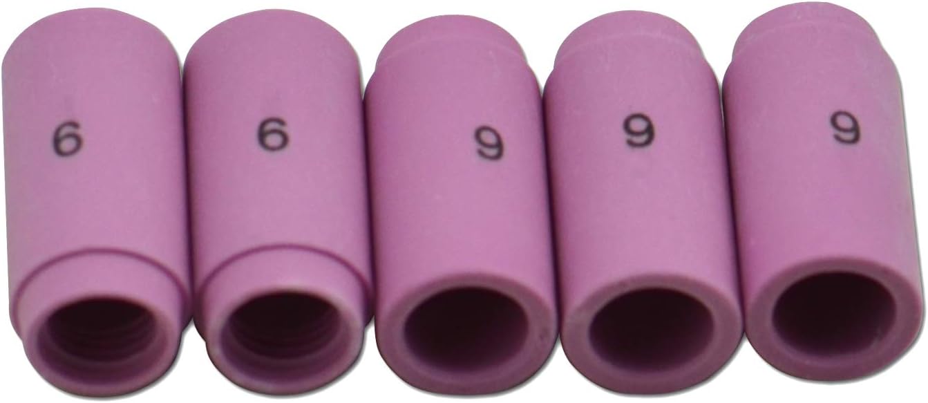 RIVERWELD TIG Alumina Nozzle Ceramic Cups 13N10 6# 3/8 9.5mm Orifice Fit PTA DB SR WP 9 17 18 20 25 26 TIG Welding Torch Accessories Pack of 10