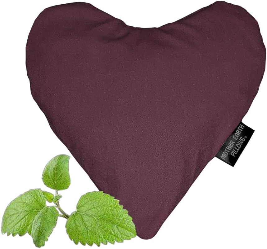 Mother Earth Pillows Small Heart-Shaped Flax Pillow for Natural Pain Relief, Warm or Cold Therapy, Herbal Aromatherapy Pillow (Green Print - No Herbs Added)