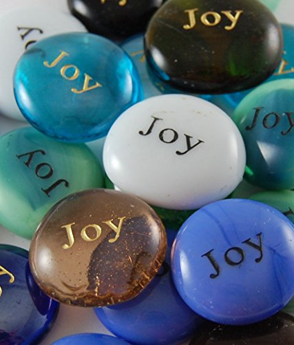 Set of 6 Joy Engraved Glass Spirit Stones