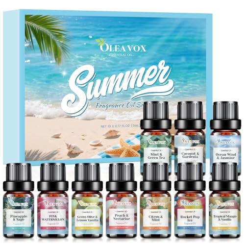Summer Essential Oils Set, Tropical Fragrance Oils for Diffusers for Home, Scented Oil for Candle &...