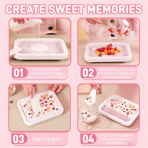 Image of Rolled Ice Cream Maker, At Home Rolled Ice Cream Kit with Instant Freeze Tray & 2 Scrapers, DIY Ice Cream Maker for Yogurt, Sorbet, Fun Family Activity (White)