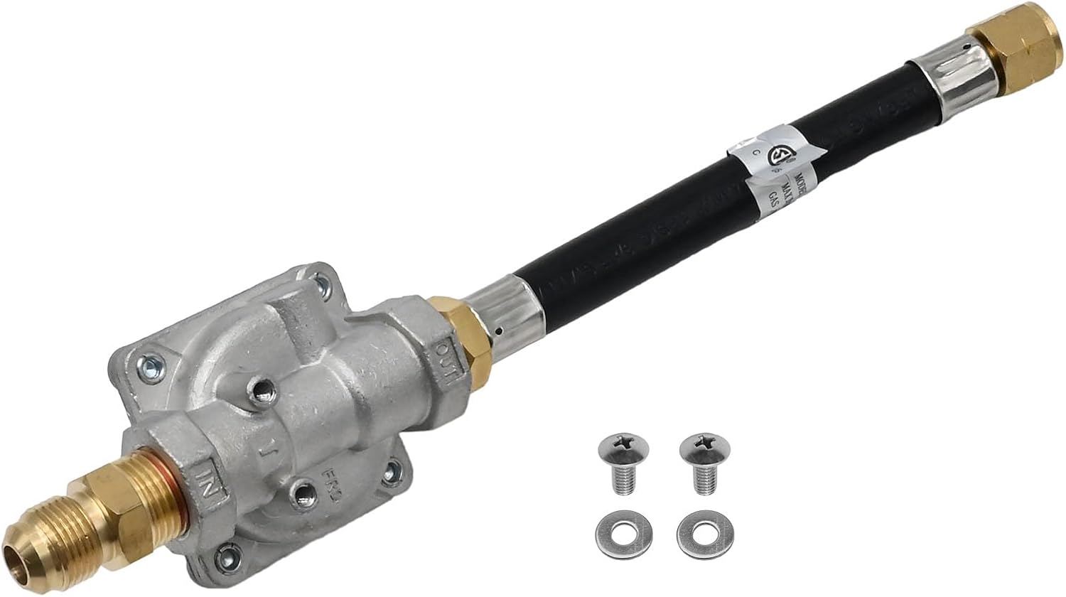 Natural Gas Pressure Regulator, 1/2 PSIG Inlet Pressure & 4" W.C. Outlet Pressure, for Grill, Fire Pit, Stove and More | 1/2" Male Flare x 3/8" Female Flare Adapter Included