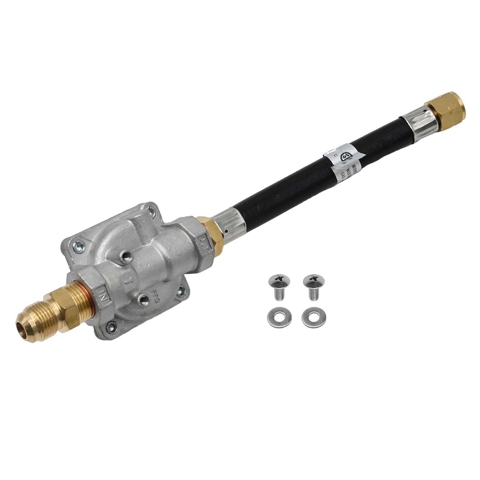 Regulador de presión de gas natural, presión de entrada de 1/2 PSIG y presión de salida de 10.2 cm, para parrilla, hoguera, estufa y más | Bengala macho de 1/2 pulgada x adaptador hembra de 3