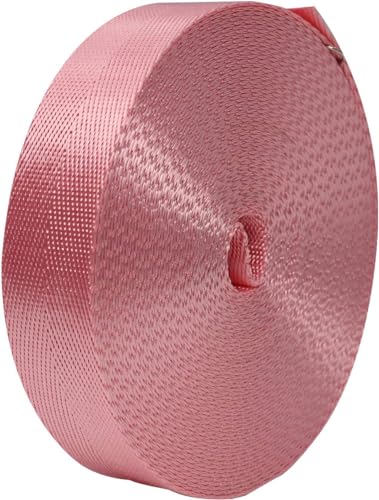 Image of Nylon Webbing Straps, 1 Inch Wide Heavy Duty Nylon Strap, Durable Flat Rope Webbing, 10 and 25 Yard Roll for Backpack Strapping, Tie-Down, Dog Leash, 18 Vibrant Colors