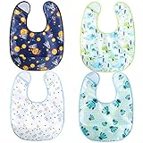norinori Baby bibs Waterproof Toddler bib - Feeding bib with Pocket for Infant Boy Girl Washable...