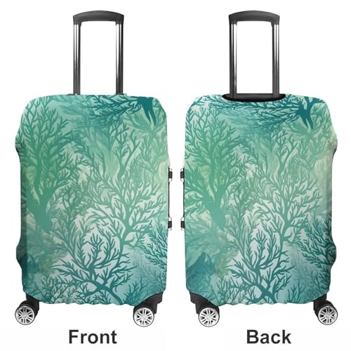 Green Sea Blue Seaweed Luggage Covers Tsa Approved Suitcase Cover Elastic Washable Luggage Sleeve Carry on Cover Protector Anti-Scratch Suitcase Protector Fits 19-30 Inch Case(S)3