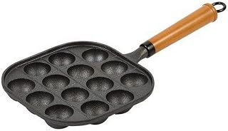 JB HOME COLLECTION, Cast Iron Takoyaki & Aebleskiver Pan – Japanese Octopus Ball & Danish Pancake Maker, Griddle for Perfectly Round Treats, 14 Molds, 1-Pack