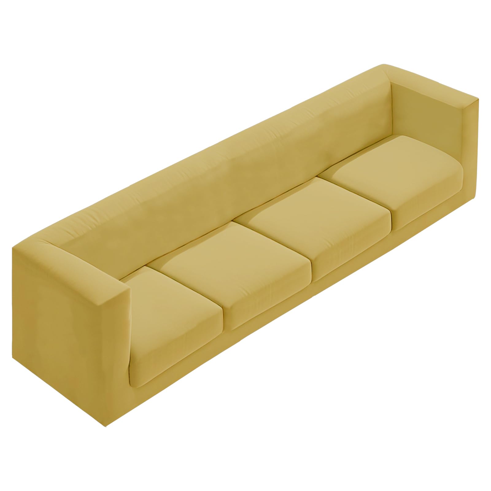 SYLC Stretch Velvet Chesterfield Sofa Cover, Large Couch Cover with Seat Cushion Cover for Curved Settee Armchair 230-300 Cm (Lemon,XL sofa+4 Large Seats)