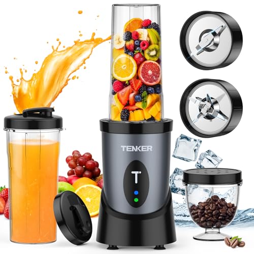 TENKER Portable Mini Blender, 850W Personal Smoothie Maker with 2x650ml Portable Blender Bottles,...