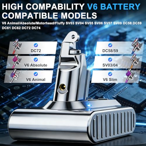 Image of Bonacell 7000mAh Replacement for Dyson V6 Battery 21.6V Compatible with V6 Animal /Absolute /Motorhead /Fluffy SV03 SV04 SV05 SV06 SV07 SV09 DC58 DC59 DC61 DC62 DC72 DC74