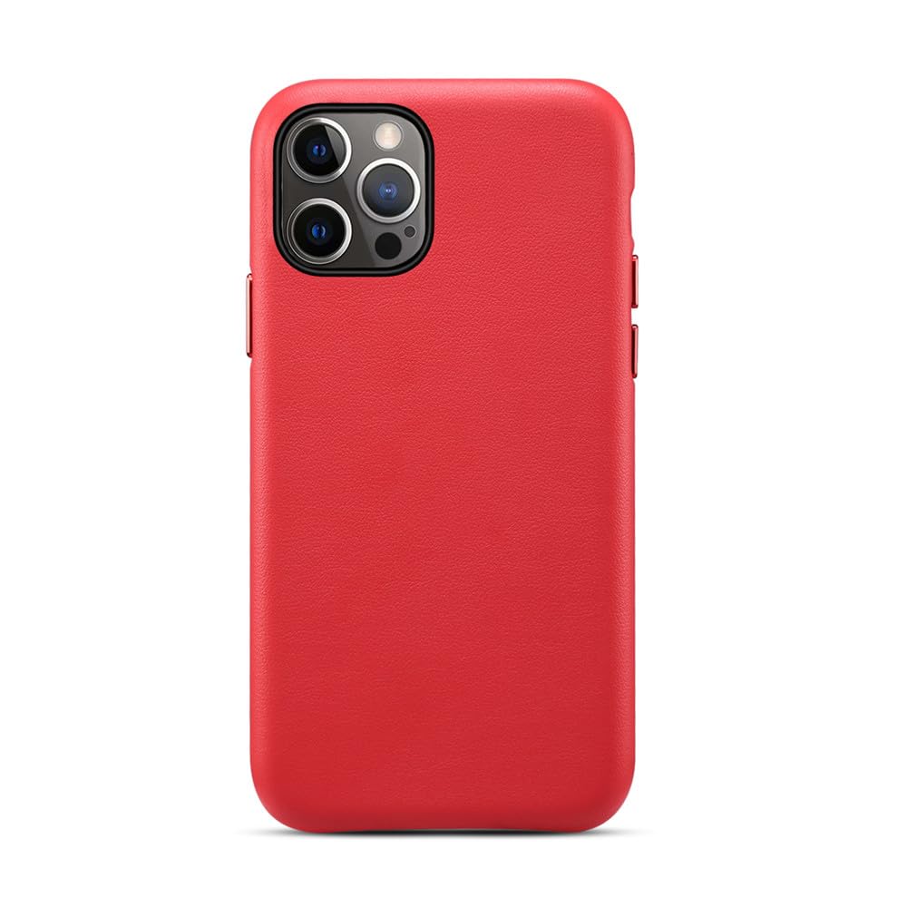 Coque rouge iPhone 14 cuir de mouton pour le quotidien