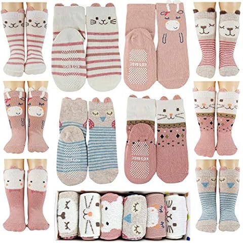Tiny Captain Baby Toddler Girls Animal Grip Tube Socks Non/Slip Anti-Skid 1 Year Old Gift Ages 1-3 Socks(1-3 Year Old, Pink) Cover
