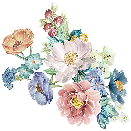 Calcomanías de flores para tapa de inodoro autoadhesivas vinilo extraíble baño estilo 3 5