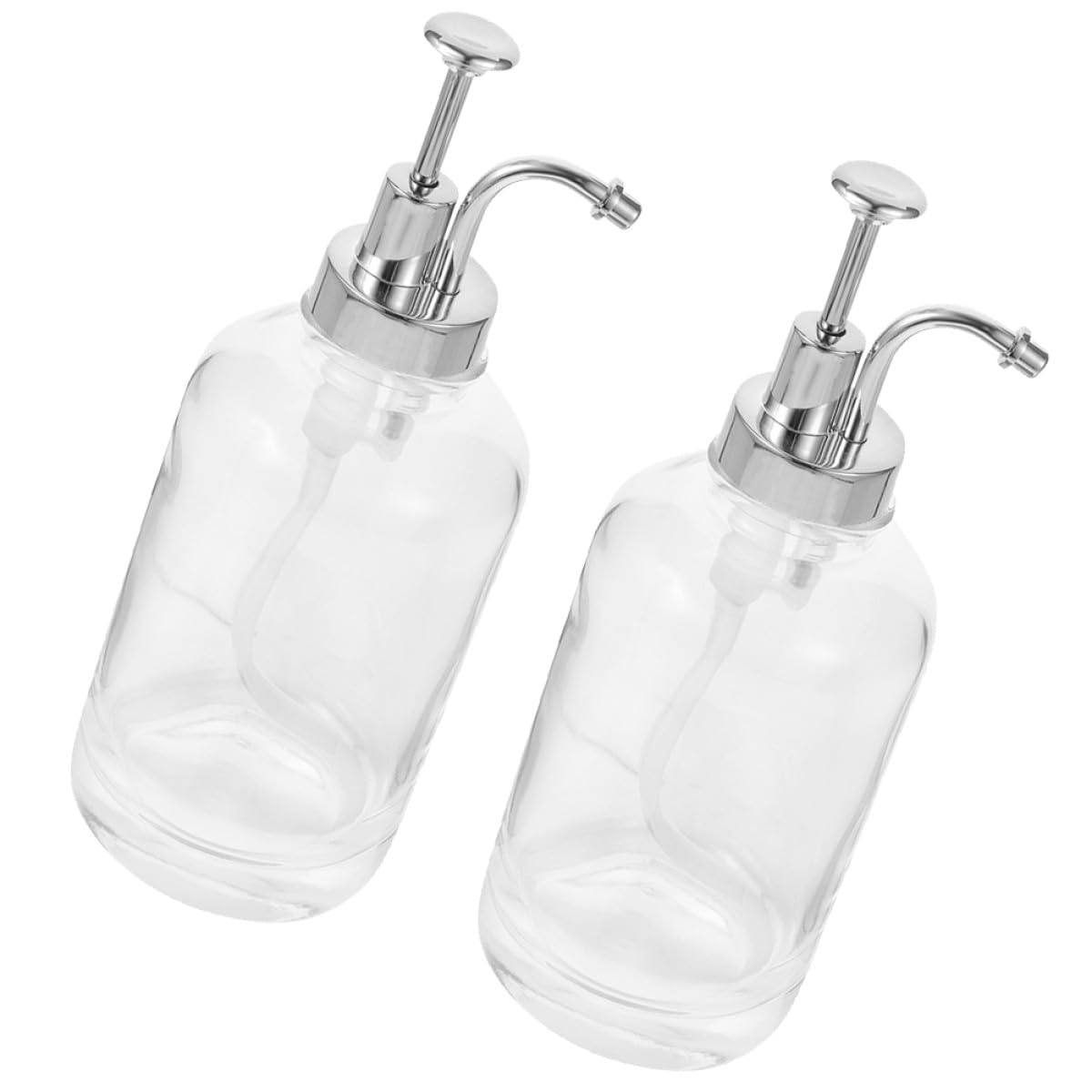 LALAFINA Distributeurs de Sirop pour Café en Verre 500ml Multi-usages Lot de 2 Pompe à Pression en Acier Inoxydable et Pp, Design Unique Cuisine Pratique et Élégant