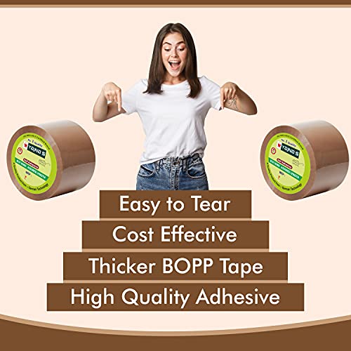 Image of YAJNAS Brown BOPP Tape Self Adhesive High-Strength Packing Tape Roll, Packaging Tape | Brown Cello Tape | e-Commerce Packaging Tape for Home, Office Use & Box Packaging (3 Inch, 100, 48)