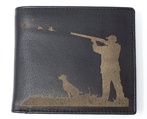 Preisvergleich Produktbild Unbekannt Luxuriöse Herren-Geldbörse aus Leder, mit Jagdmotiv geprägt, mit Münzfach