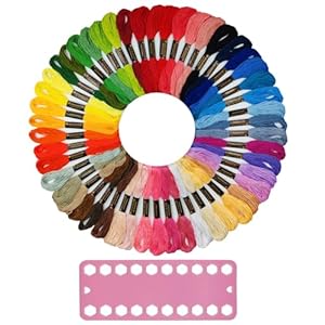 Embroidery Floss 50 Skeins Cross Stitch Thread Rainbow Color Friendship Bracelet String Yarn Making Kit Craft Floss Set with Floss Organizer