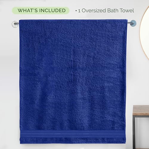 Image of Elegant Comfort Three Line Popcorn Extra Large Luxury Bath Towel - 40 inch x 80 inch inch, Premium Hotel Spa Quality 1 Piece Oversized Bath Sheet 100% Turkish Cotton Super Soft Highly Absorbent, Cobalt Blue