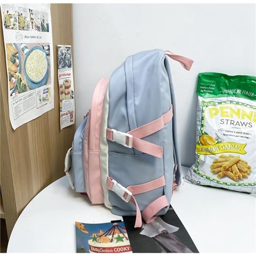 Generic Cute Aesthetic Backpack for Women Large Capacity Canvas Lightweight Bookbag Casual Daypack Work College Travel-Blue Two-Piece Set4